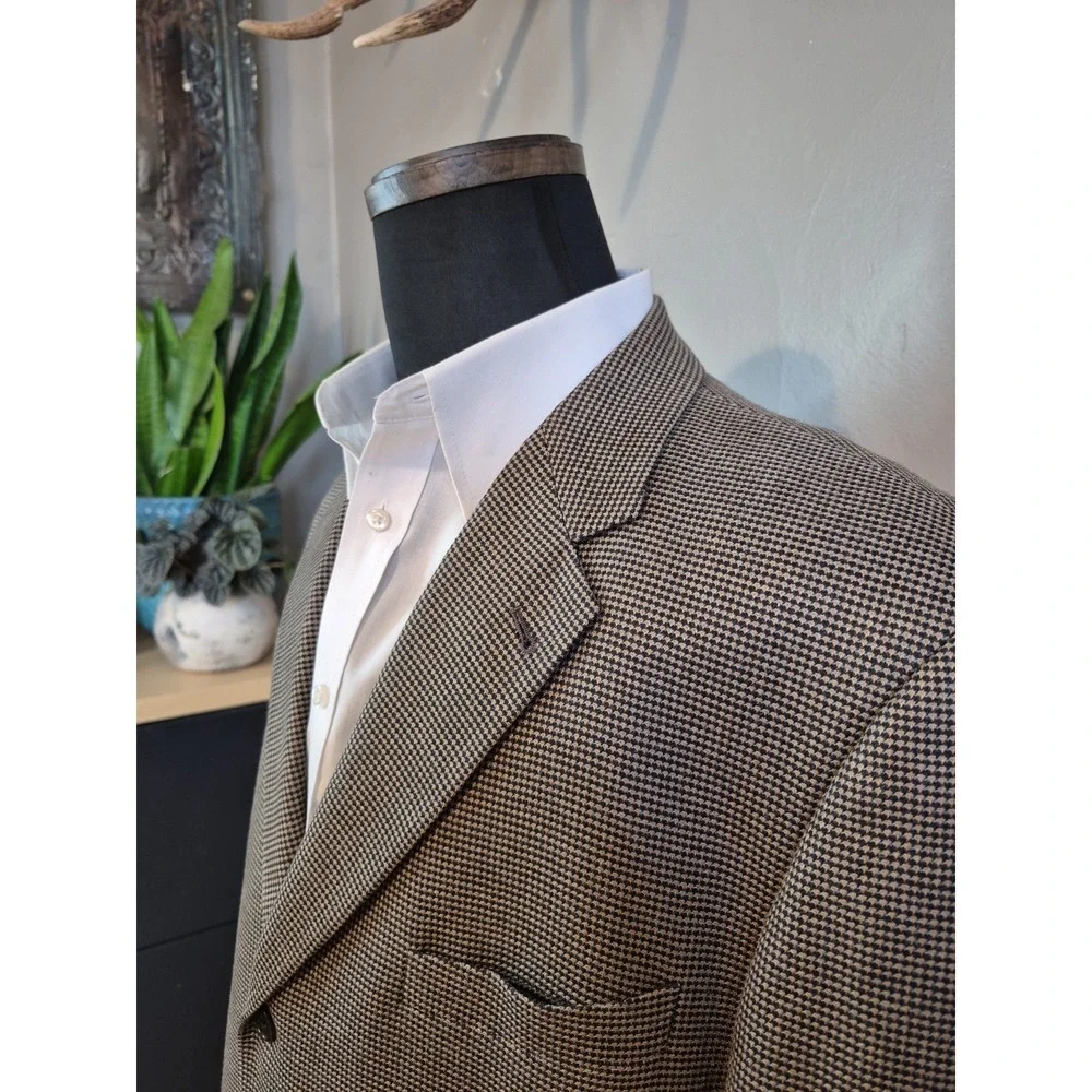 Joseph Abboud Mens Wool Sport Coat 44R Brown Multi USA 3 Button Blazer H705